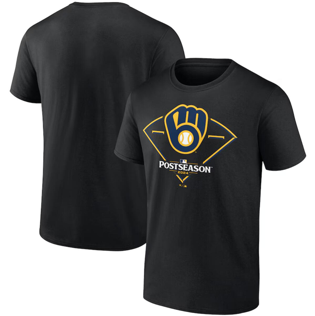 Men's Black Milwaukee Brewers 2024 Postseason Around The Horn T-Shirt
